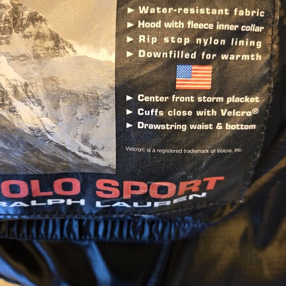 Polo Sport Men's Vintage Snowboard Jacket Black w/ Silver Striped Sleeves XL - Picture 11 of 11